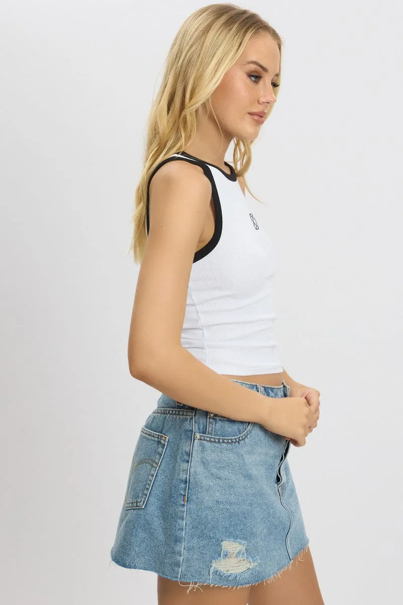 White Rib Tank Sleeveless sold by Ally Fashion product image thumbnail 4