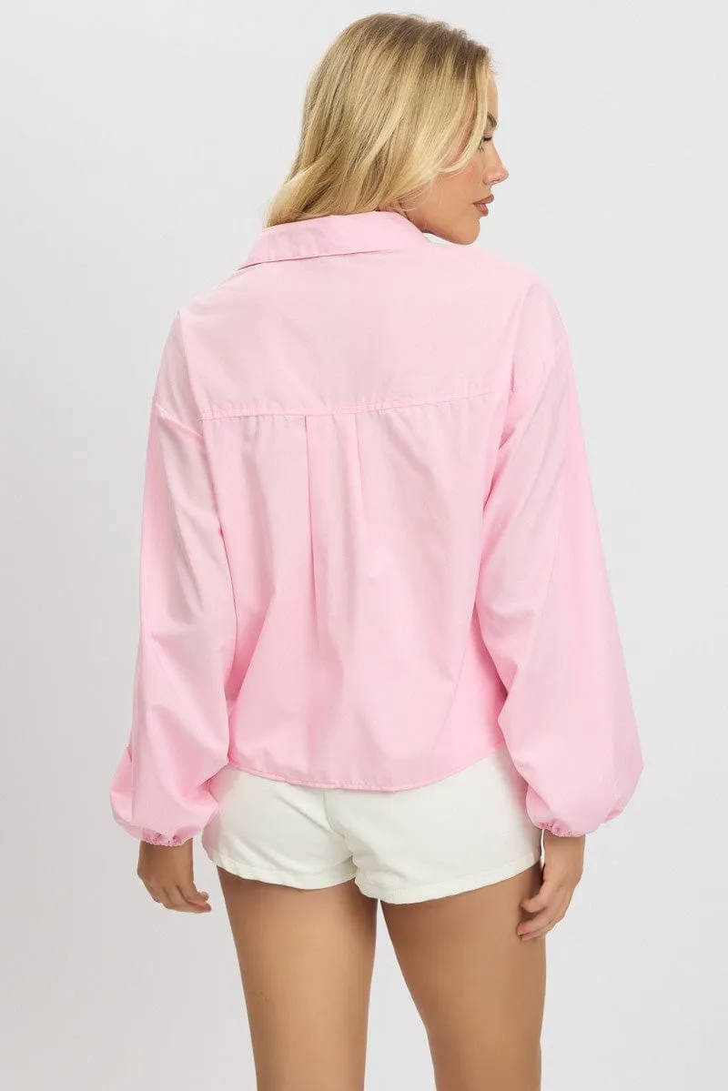 Pink Tie Up Front Top Long Sleeve sold by Ally Fashion product image thumbnail 5