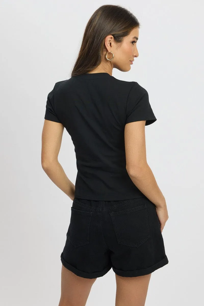 Black Graphic Tee Short Sleeve sold by Ally Fashion product image thumbnail 5