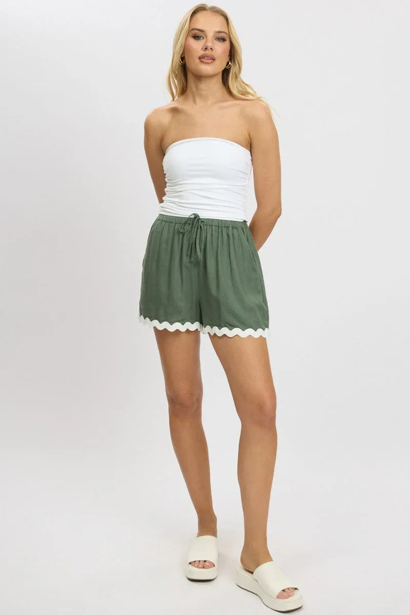Green Shorts Elasticated Waist Ric Rac sold by Ally Fashion product image thumbnail 2