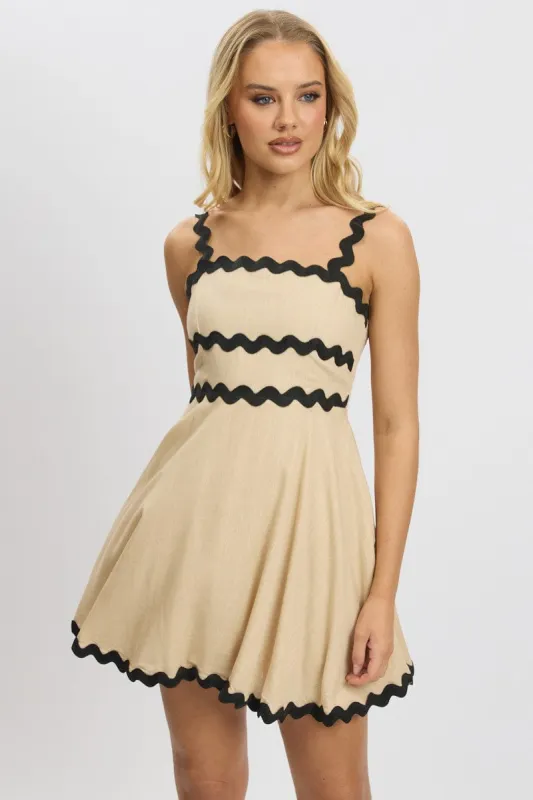 Beige Fit And Flare Dress Ric Rac Mini sold by Ally Fashion