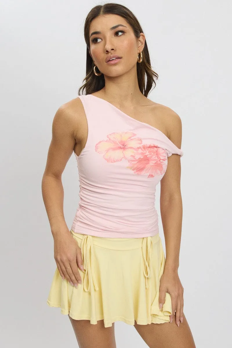Pink Graphic Top Twist off Shoulder Supersoft sold by Ally Fashion product image thumbnail 3