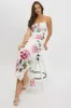 Purple Floral Midi Dress Gathering Bust Sleeveless sold by Ally Fashion