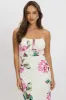 Purple Floral Midi Dress Gathering Bust Sleeveless sold by Ally Fashion