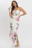 Purple Floral Midi Dress Gathering Bust Sleeveless sold by Ally Fashion