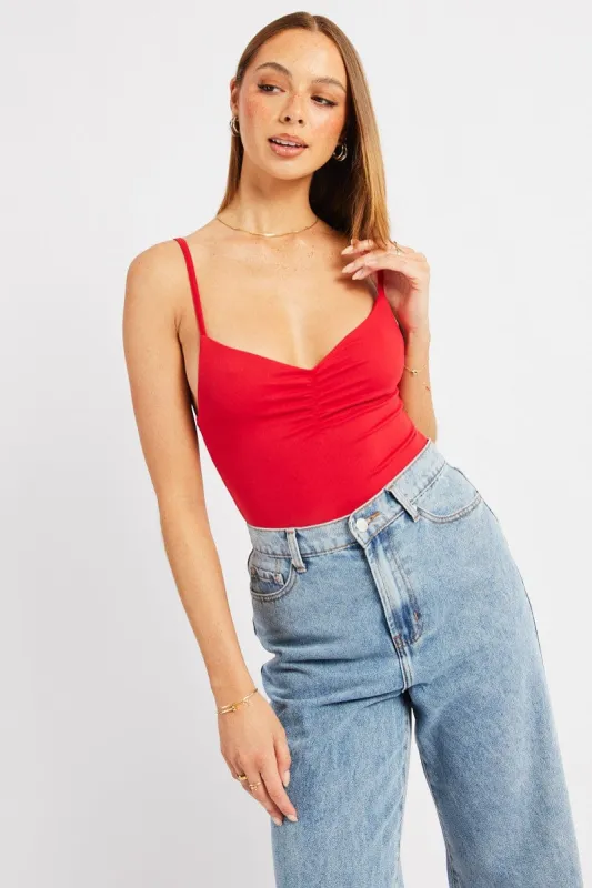 Red Bodysuit Sleeveless Supersoft sold by Ally Fashion
