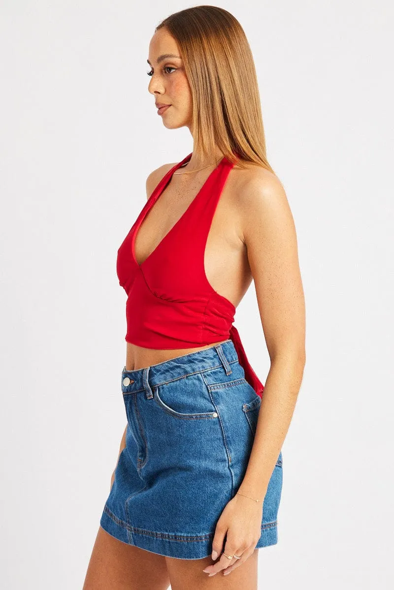 Red Halter Neck Top Tie Back Mesh sold by Ally Fashion product image thumbnail 4