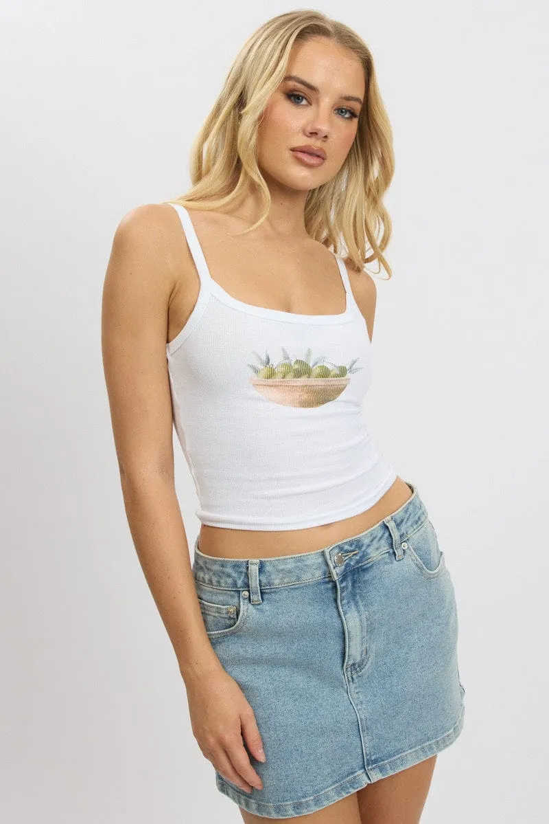 White Graphic Singlet Top sold by Ally Fashion product image thumbnail 3