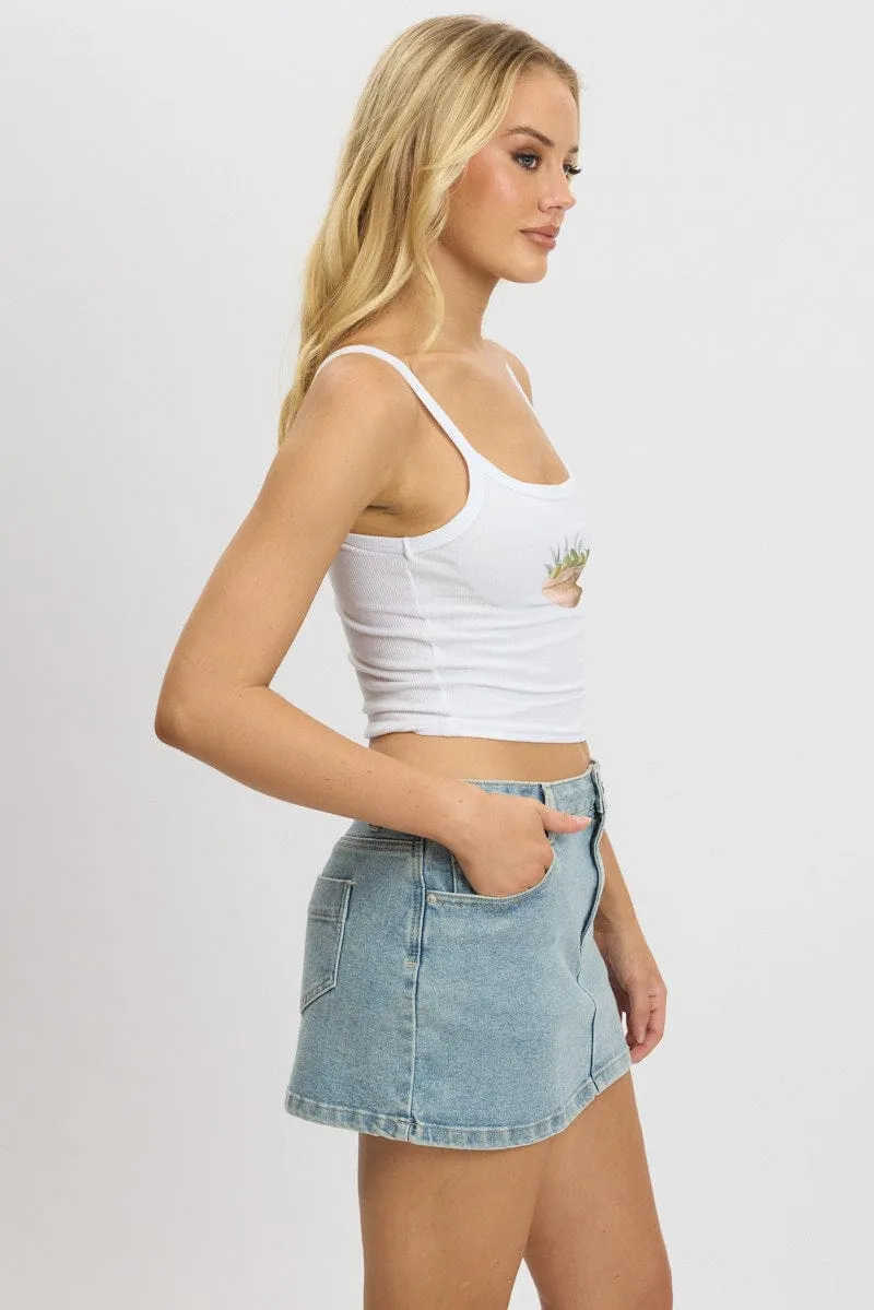 White Graphic Singlet Top sold by Ally Fashion product image thumbnail 4