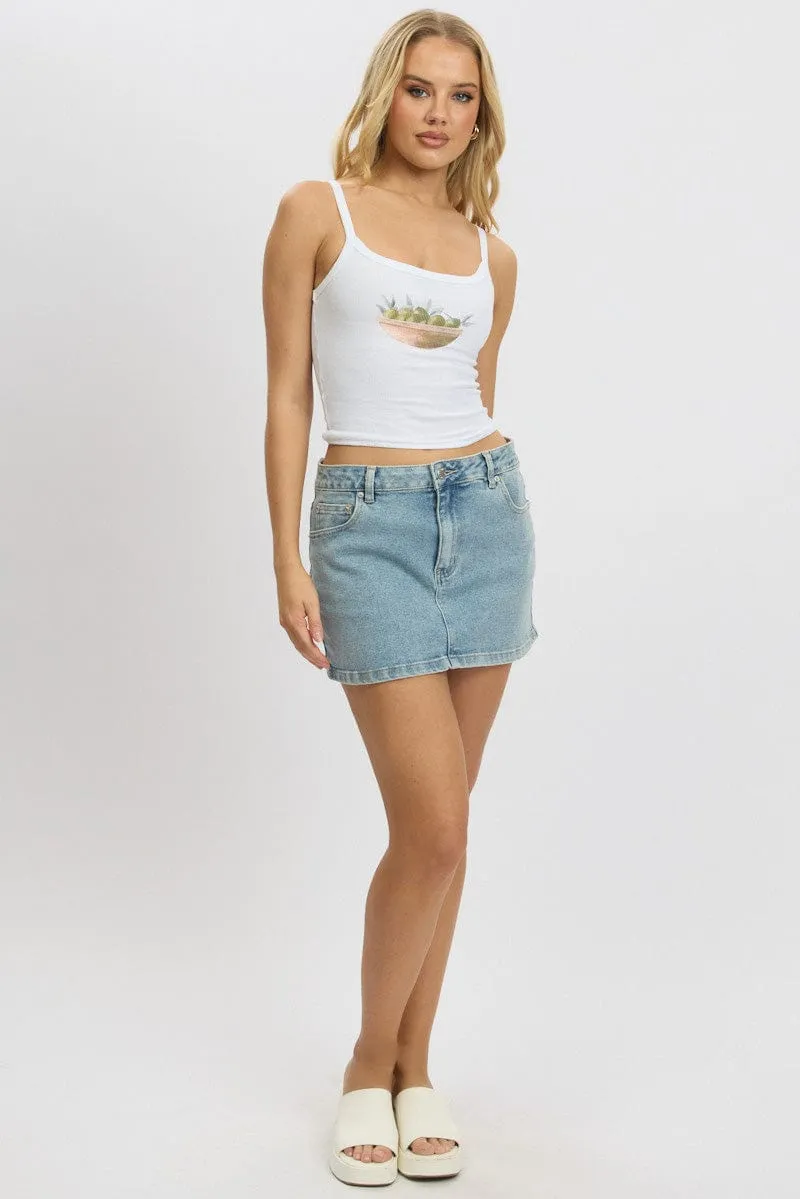 White Graphic Singlet Top sold by Ally Fashion product image thumbnail 2