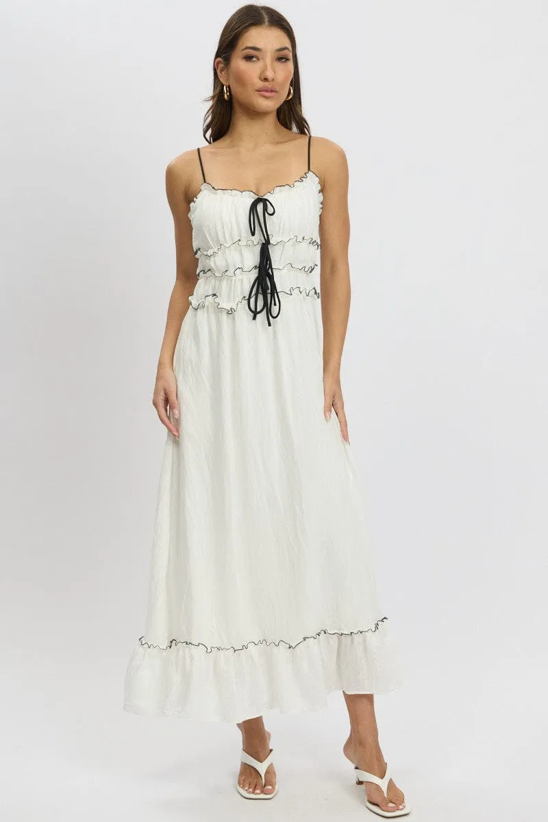 White Midi Dress Contrast Tie sold by Ally Fashion product image thumbnail 3