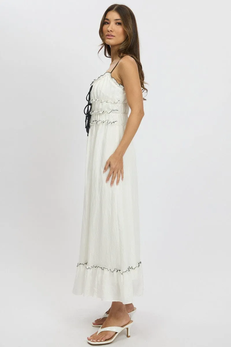 White Midi Dress Contrast Tie sold by Ally Fashion product image thumbnail 4