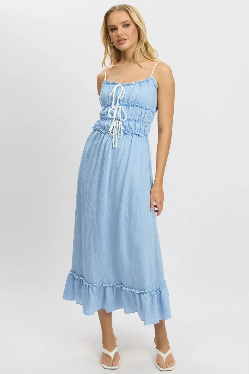 Blue Midi Dress Contrast Tie sold by Ally Fashion product image thumbnail 2