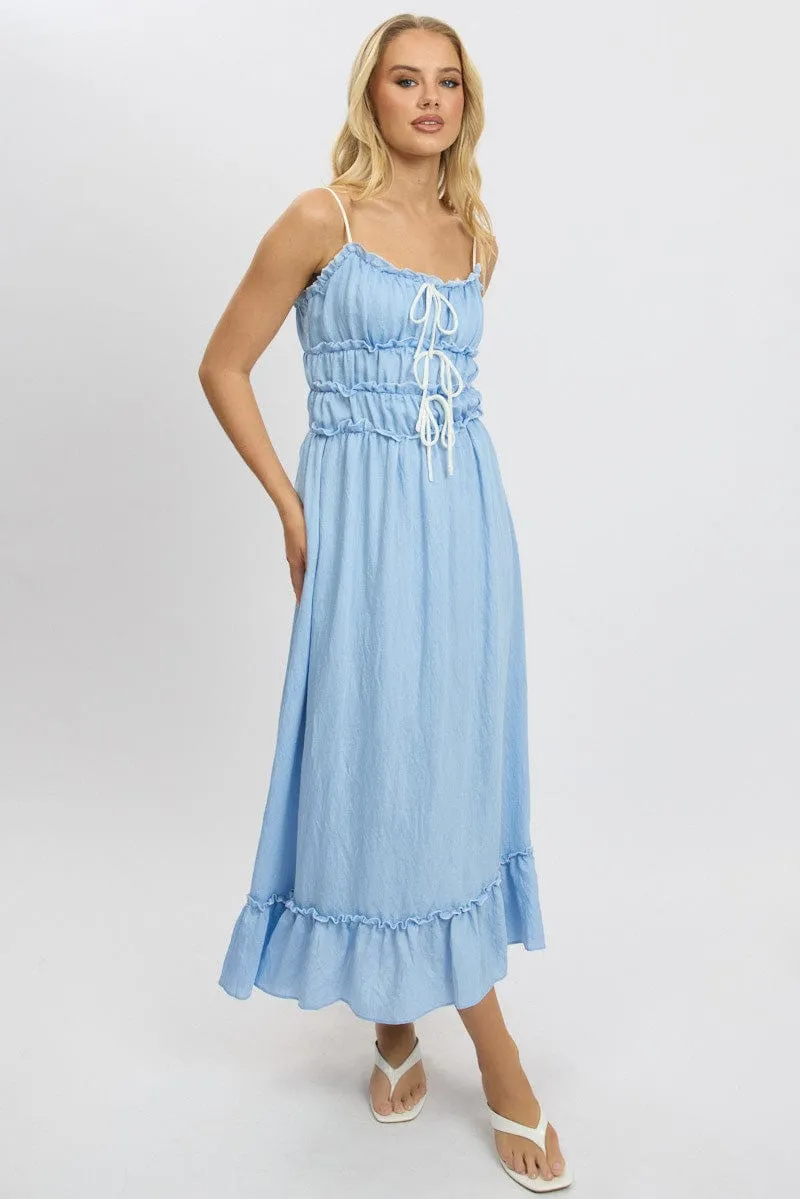 Blue Midi Dress Contrast Tie sold by Ally Fashion product image thumbnail 3