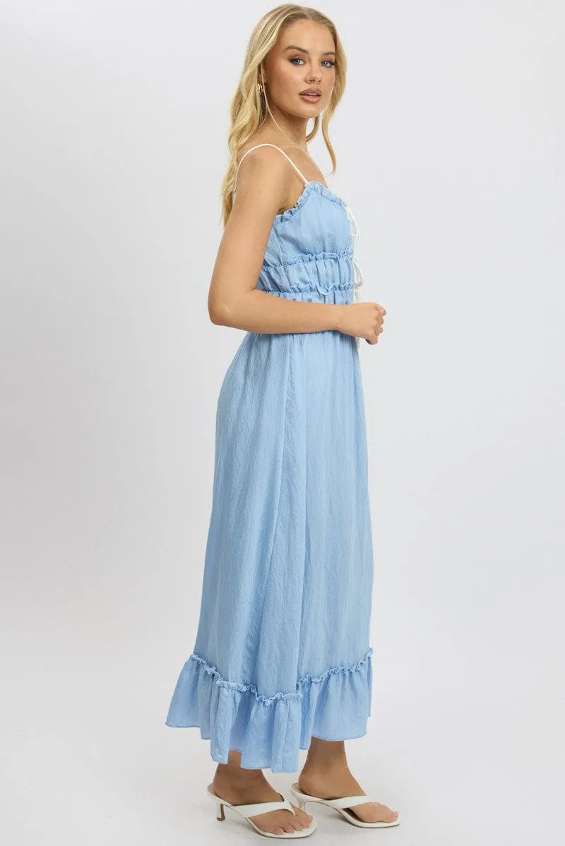 Blue Midi Dress Contrast Tie sold by Ally Fashion product image thumbnail 4