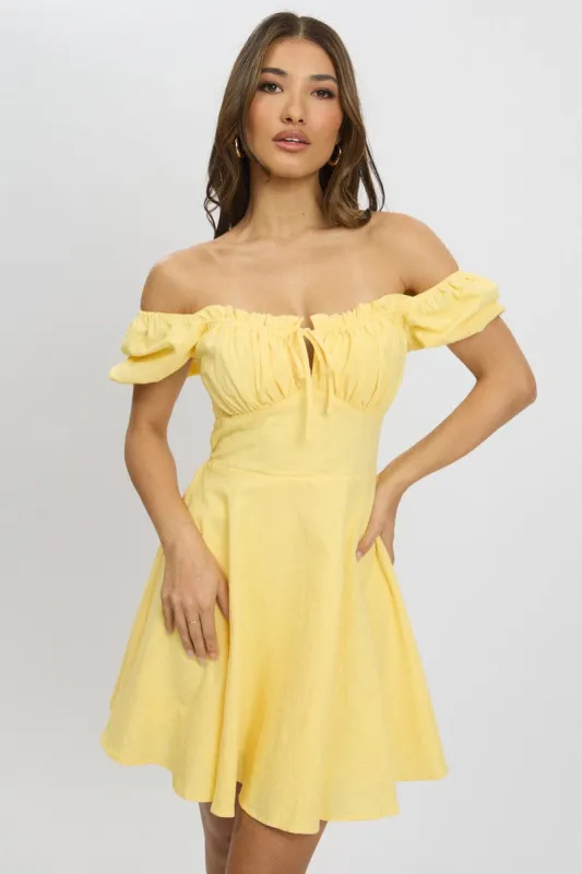 Yellow Fit And Flare Dress Mini sold by Ally Fashion
