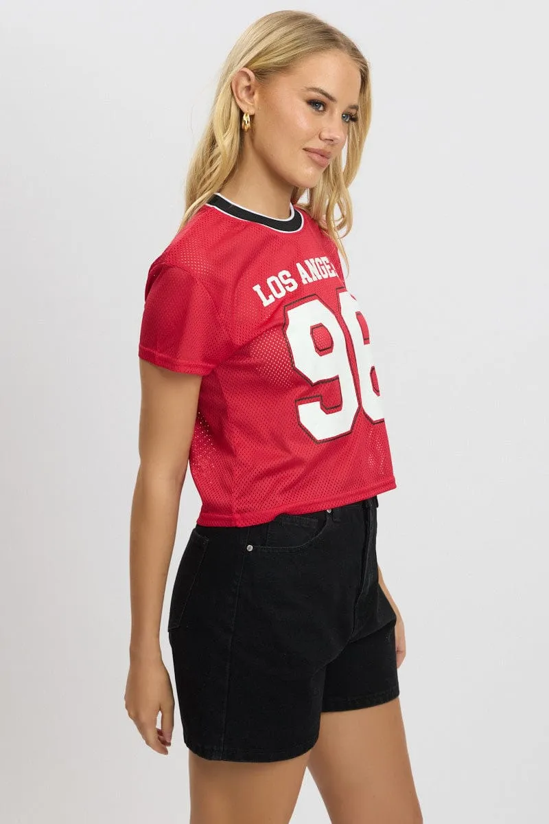 Red Graphic Tee Short Sleeve sold by Ally Fashion product image thumbnail 4