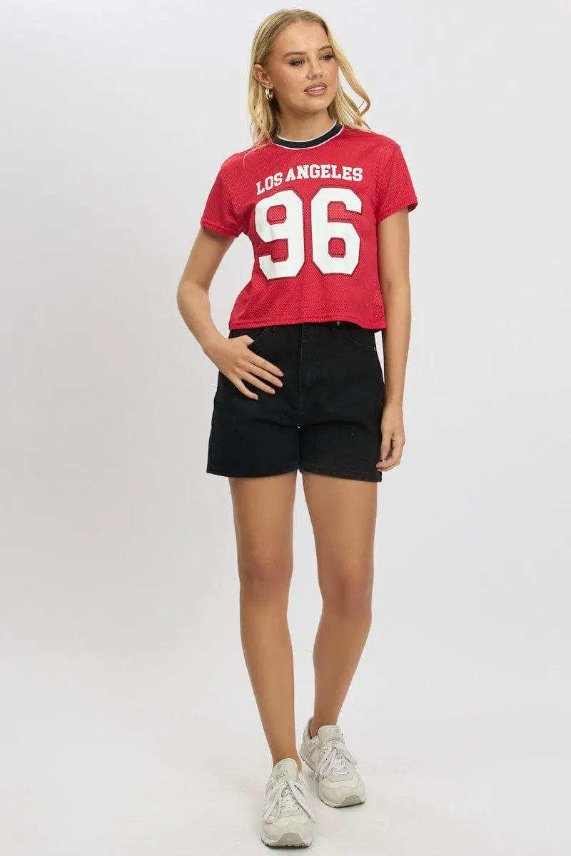 Red Graphic Tee Short Sleeve sold by Ally Fashion product image thumbnail 2