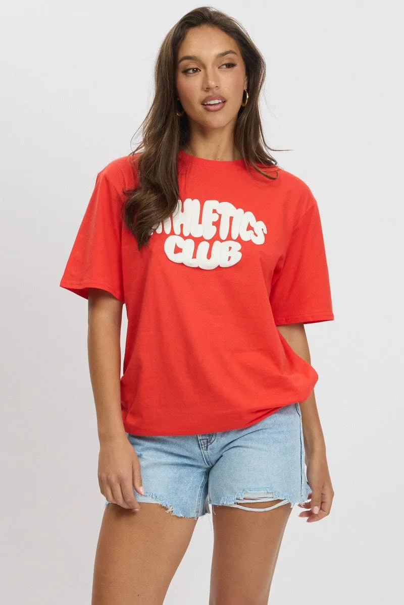 Red Graphic Tee Short Sleeve sold by Ally Fashion product image thumbnail 3