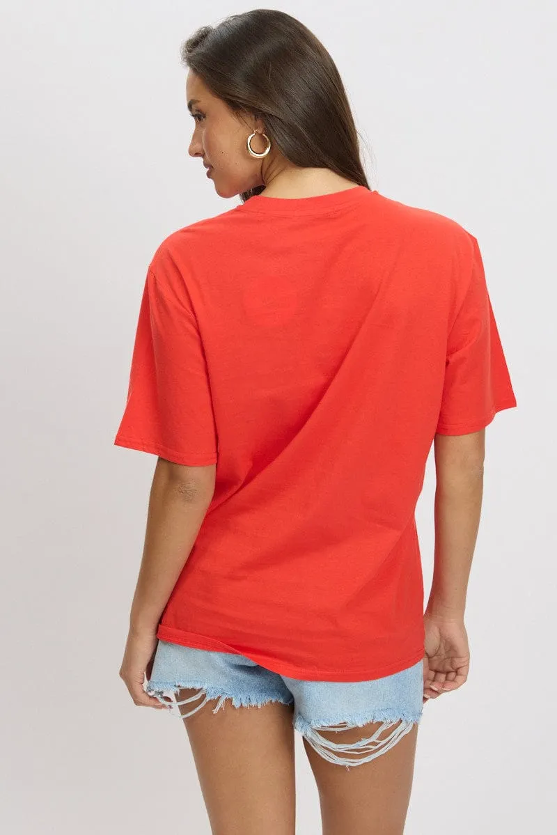 Red Graphic Tee Short Sleeve sold by Ally Fashion product image thumbnail 5