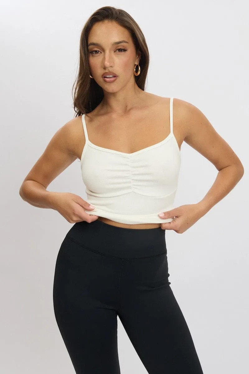 White Singlet Top Round Neck sold by Ally Fashion