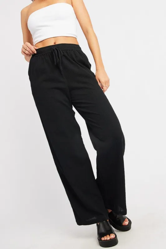 Black Wide Leg Pants High Rise sold by Ally Fashion