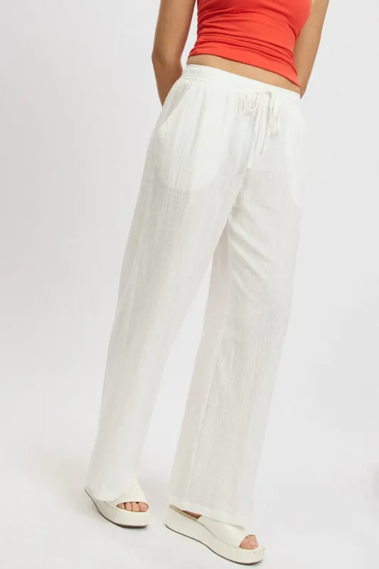 White Wide Leg Pants High Rise sold by Ally Fashion
