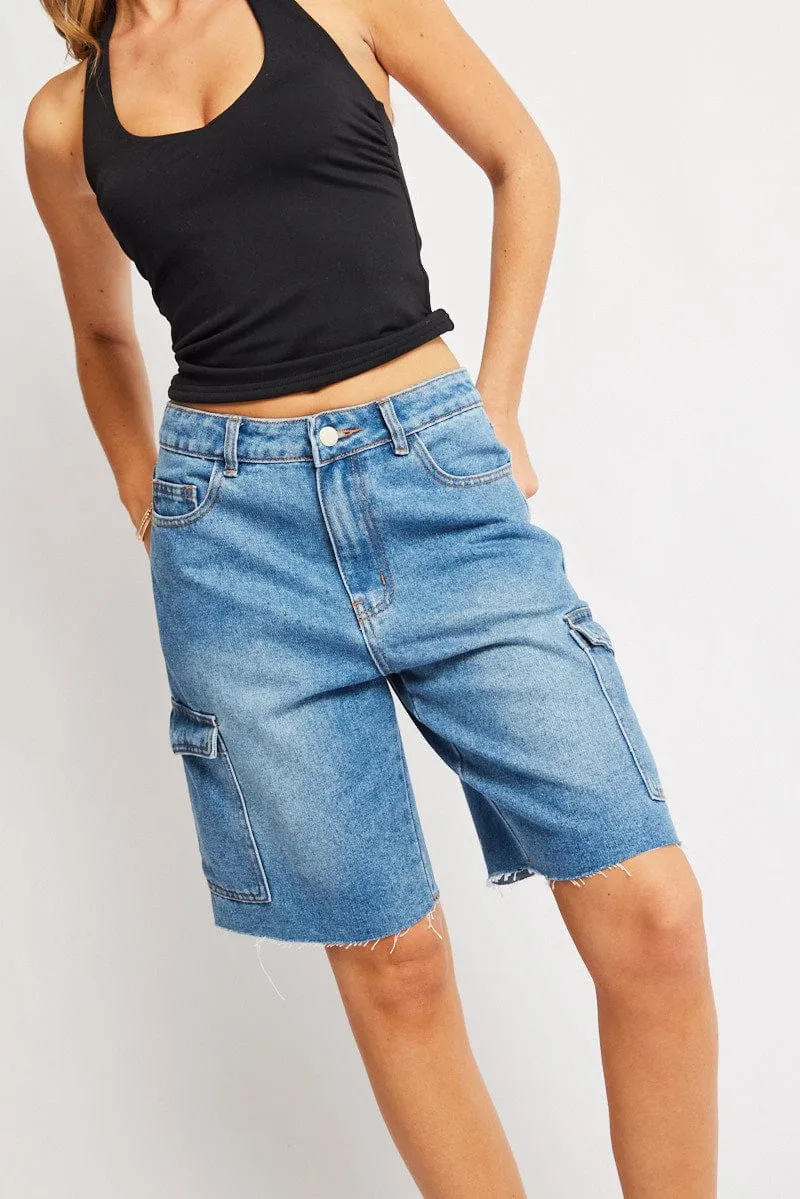 Denim Relaxed Shorts sold by Ally Fashion