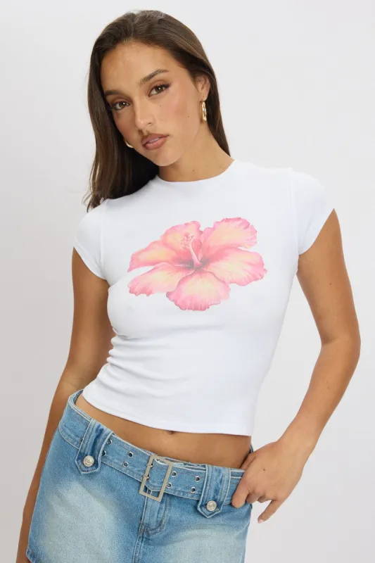 White Graphic Tee Short Sleeve sold by Ally Fashion
