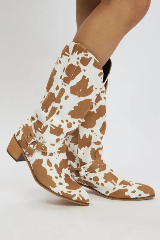 Multi Cow Print Cowboy Boots sold by Ally Fashion