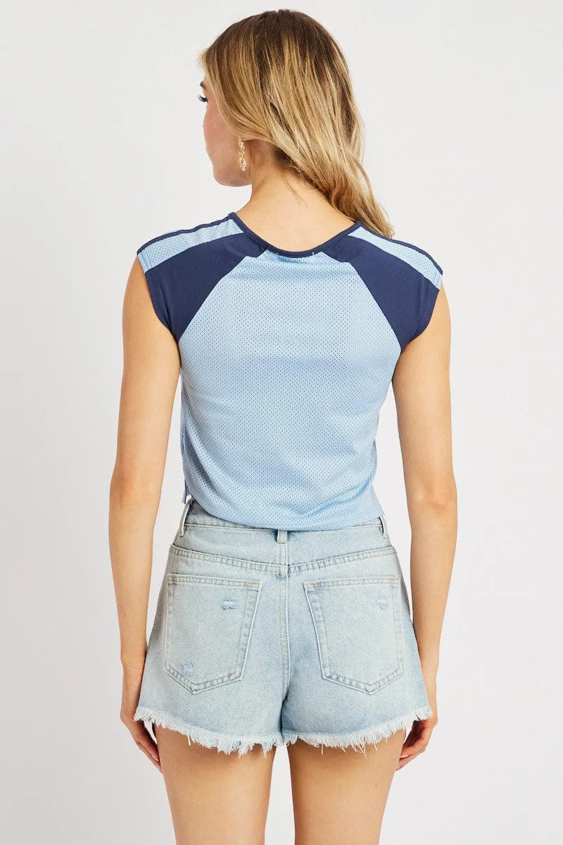 Blue Sport Tee Short Sleeve Crop sold by Ally Fashion product image thumbnail 4