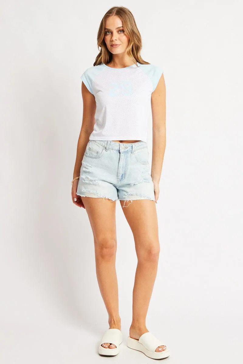 White Sport Tee Short Sleeve Crop sold by Ally Fashion product image thumbnail 2