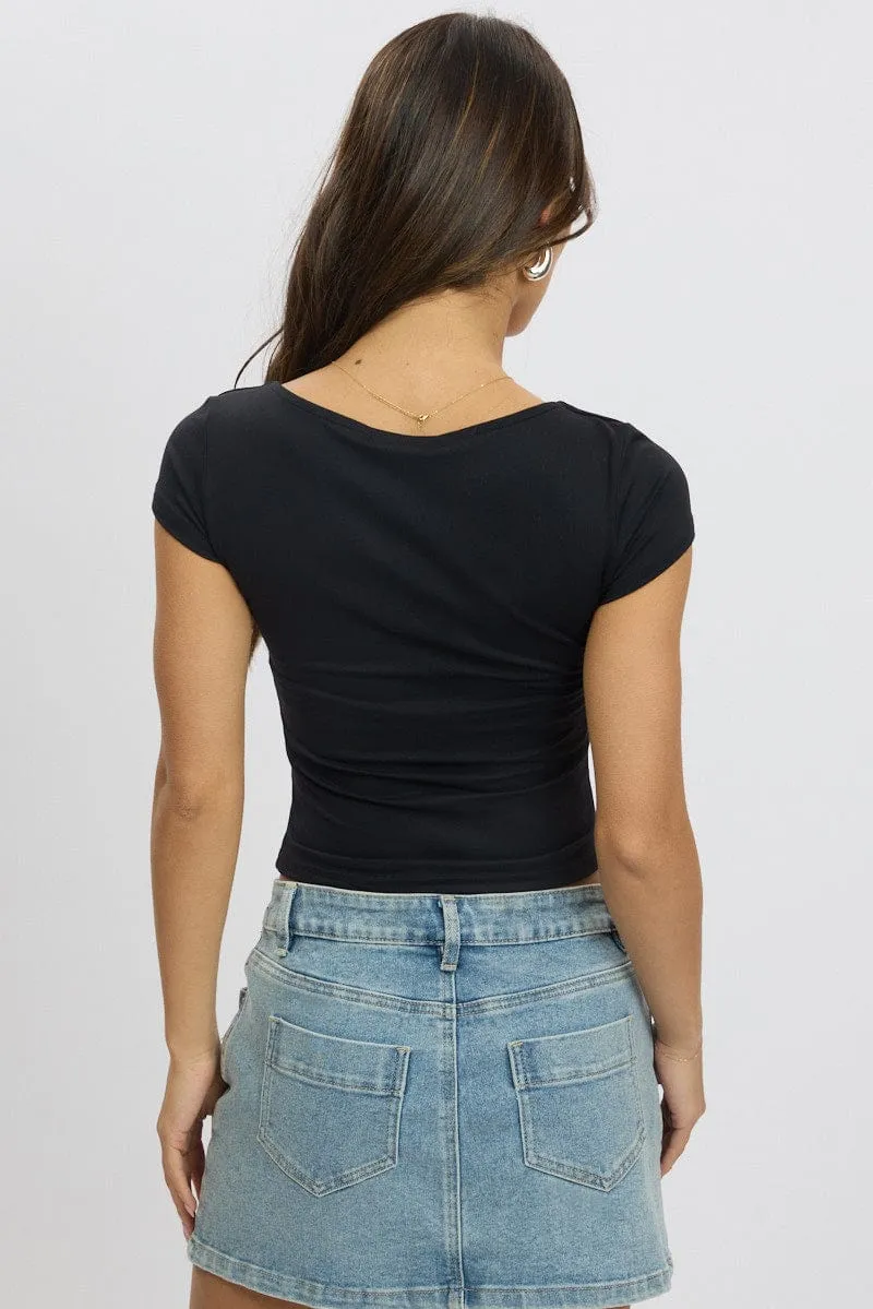 Black Supersoft Top Short Sleeve Scoop Neck sold by Ally Fashion product image thumbnail 5