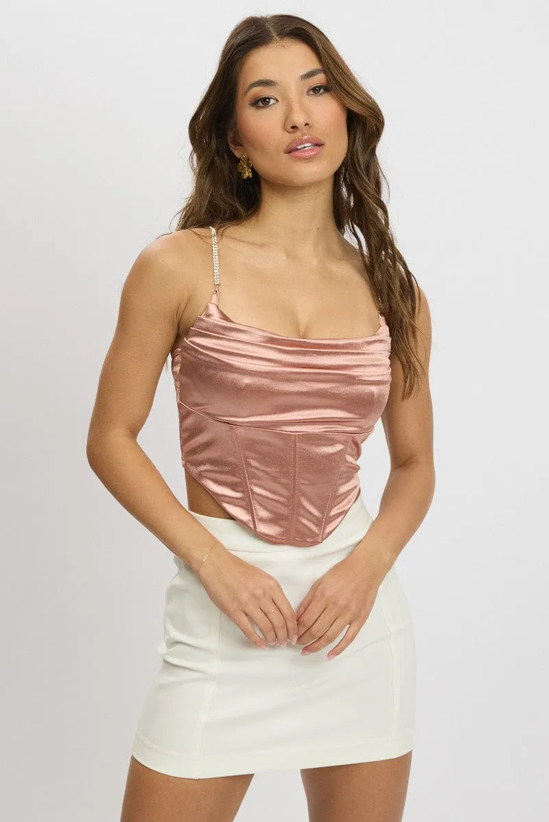 Pink Satin Cowl Cami Top sold by Ally Fashion product image thumbnail 3