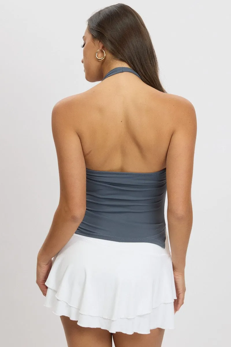 Blue Halter Neck Top Sleeveless Supersoft sold by Ally Fashion product image thumbnail 5