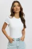 White Bodysuit Short Sleeve Crew Neck Supersoft sold by Ally Fashion