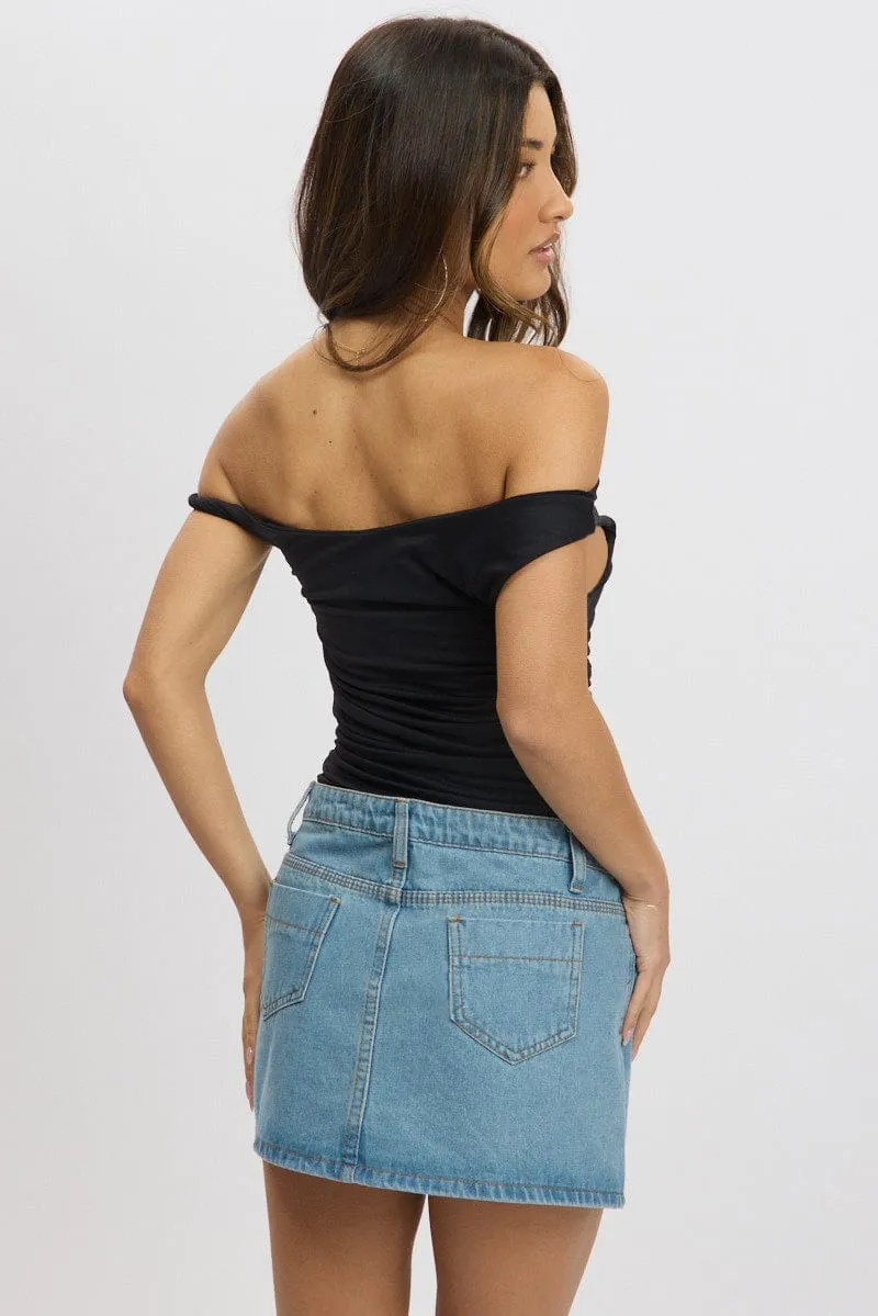 Black Graphic Top Twist off Shoulder Supersoft sold by Ally Fashion product image thumbnail 5