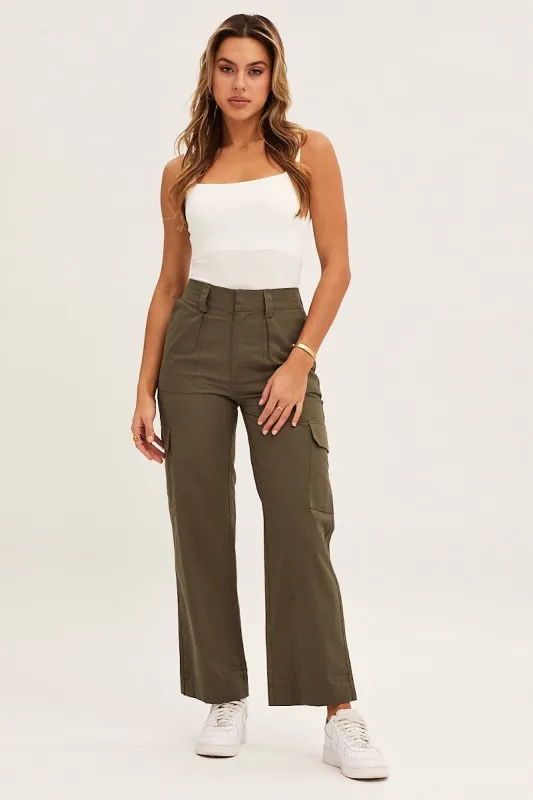 Green Cargo Pants High Rise sold by Ally Fashion