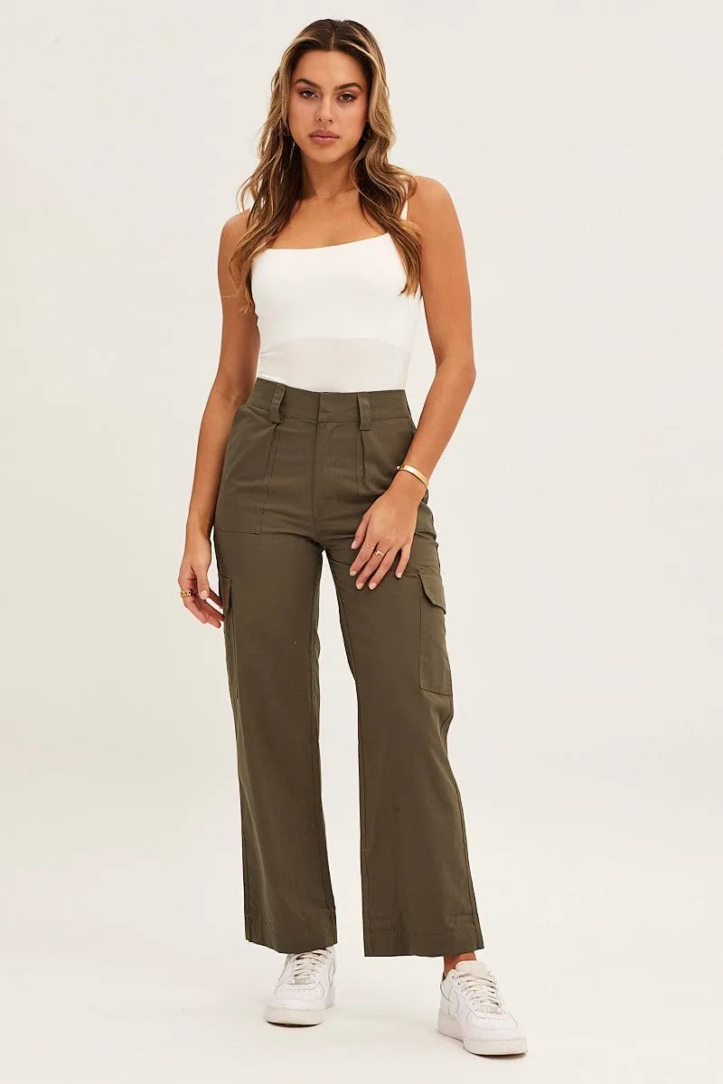 Green Cargo Pants High Rise sold by Ally Fashion
