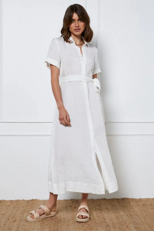 White A Line Dress Short Sleeve Maxi sold by Ally Fashion