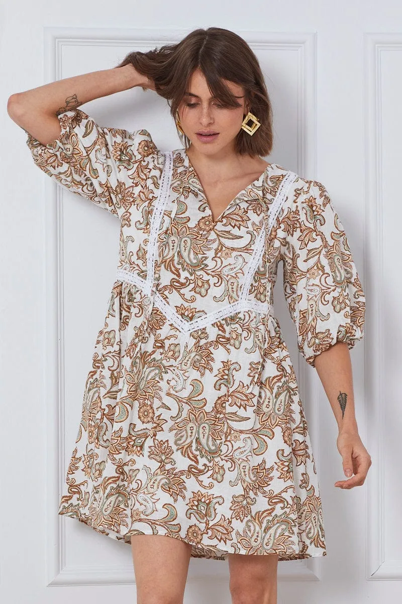 Print Mini Dress Short Sleeve Relaxed sold by Ally Fashion