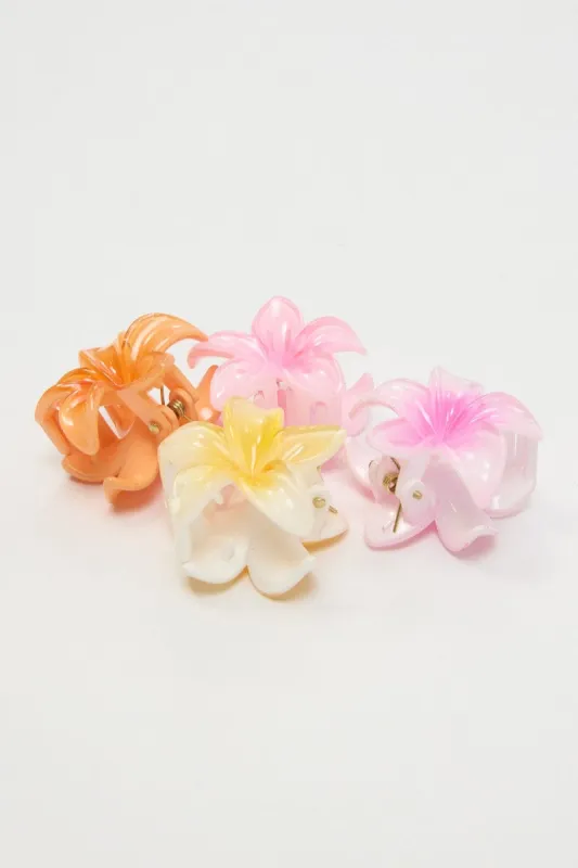 Multi 4 Pack Hibiscus Claw Clips sold by Ally Fashion