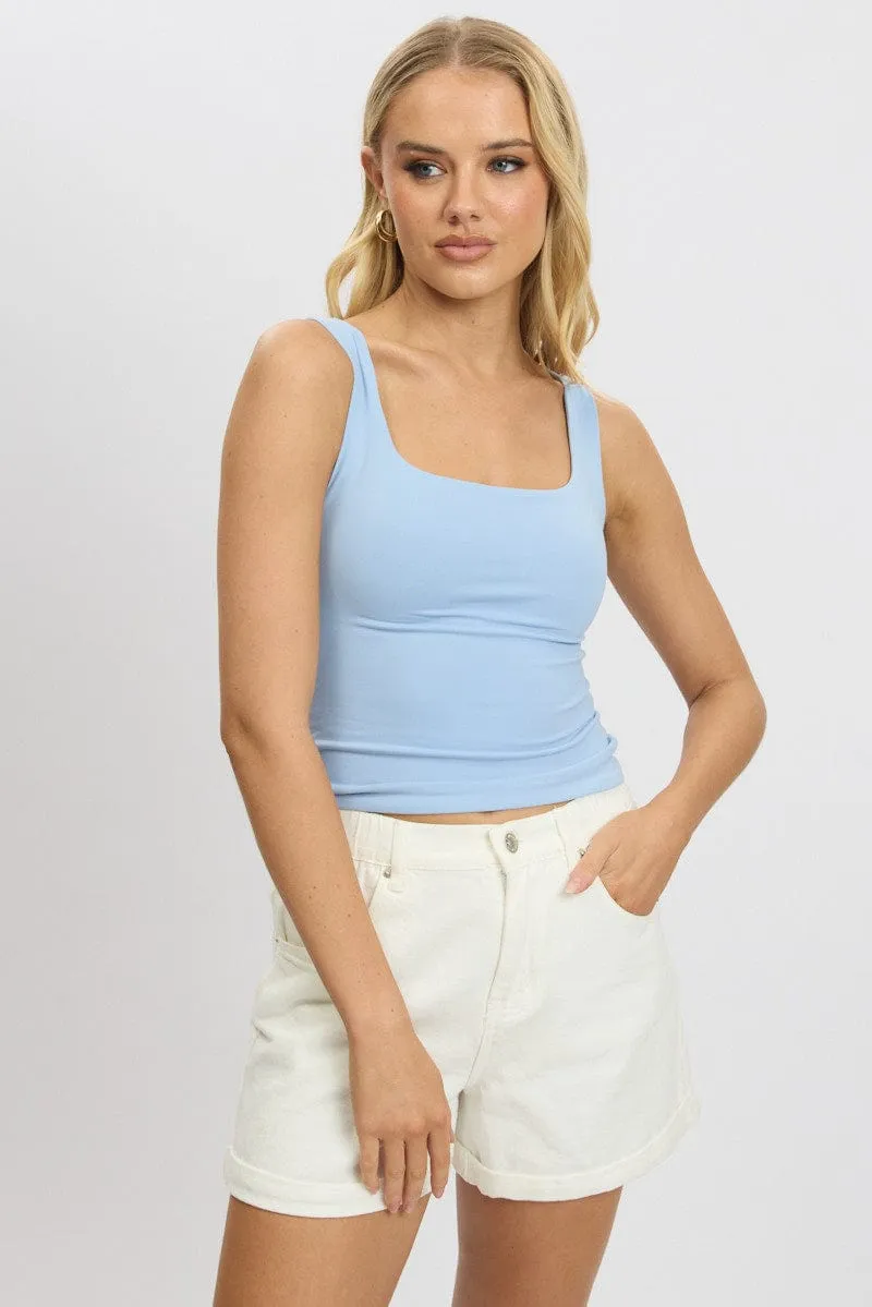 Blue Tank Top Sleeveless Supersoft sold by Ally Fashion