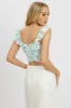 Blue Floral Crop Top Frill Sleeve sold by Ally Fashion