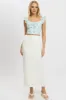 Blue Floral Crop Top Frill Sleeve sold by Ally Fashion