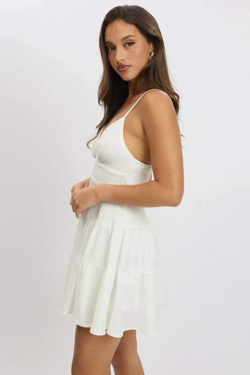 White Fit And Flare Dress Mini Textured Fabric sold by Ally Fashion product image thumbnail 4
