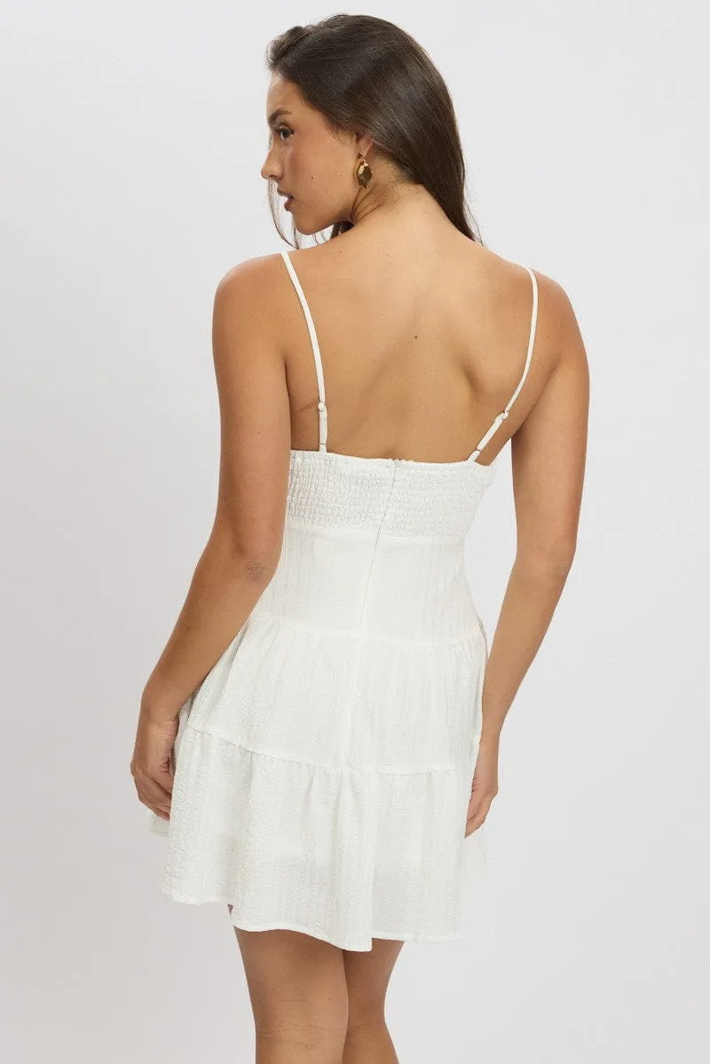 White Fit And Flare Dress Mini Textured Fabric sold by Ally Fashion product image thumbnail 5