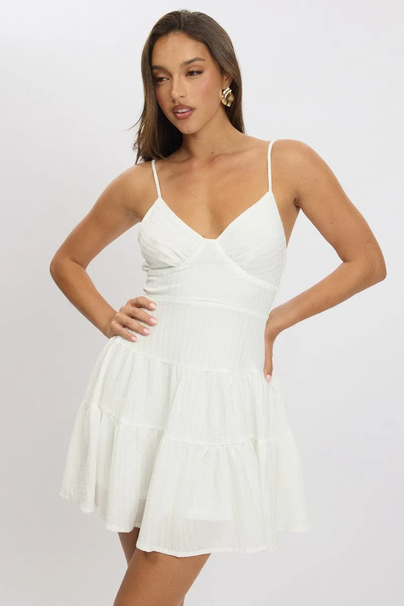 White Fit And Flare Dress Mini Textured Fabric sold by Ally Fashion product image thumbnail 3