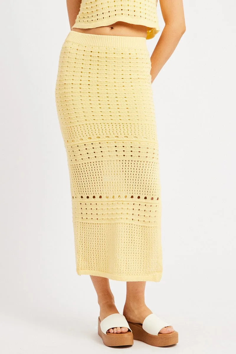 Yellow Crochet Skirt High Rise Maxi sold by Ally Fashion product image thumbnail 3