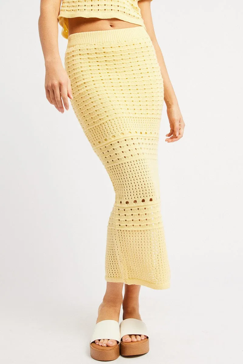 Yellow Crochet Skirt High Rise Maxi sold by Ally Fashion